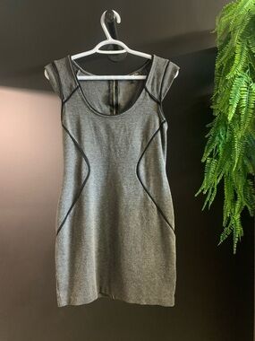 Express Gray Cap-Sleeve Sheath Mini Dress